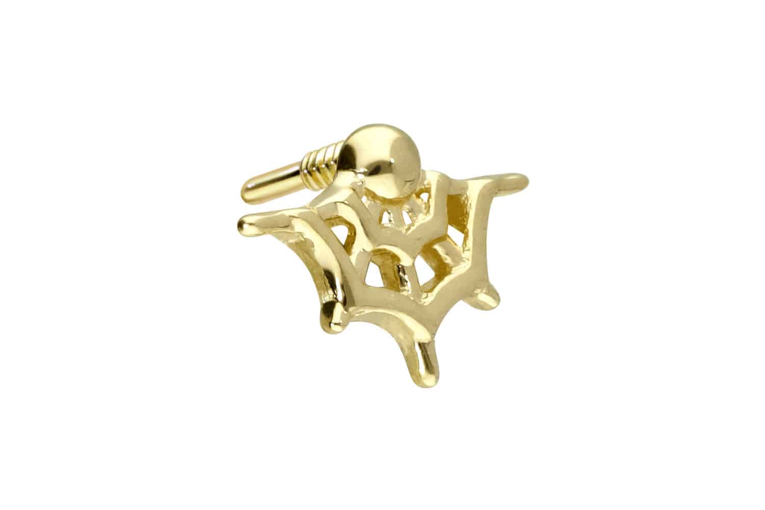 14 Karat Gold Schraubaufsatz mit Außengewinde SPINNENNETZ von Piercingline